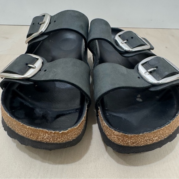 Birkenstock Arizona Big Buckle Slide Sandal Black Oiled Leather Women 40 US9-9.5 - Picture 3 of 11